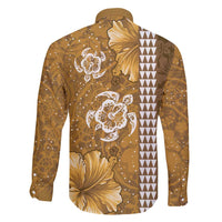 Gold Hibiscus Turle Family Matching Mermaid Dress and Hawaiian Shirt Hawaiian Style Tribal Tapa Pattern