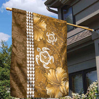 Gold Hibiscus Turle Garden Flag Hawaiian Style Tribal Tapa Pattern