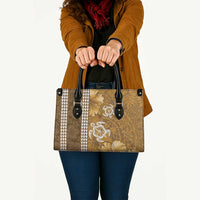 Gold Hibiscus Turle Leather Bag Hawaiian Style Tribal Tapa Pattern LT9 - Polynesian Pride