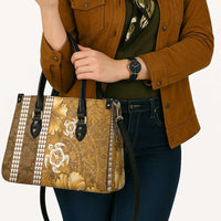 Gold Hibiscus Turle Leather Bag Hawaiian Style Tribal Tapa Pattern LT9 - Polynesian Pride