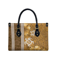 Gold Hibiscus Turle Leather Bag Hawaiian Style Tribal Tapa Pattern LT9 - Polynesian Pride