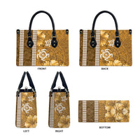Gold Hibiscus Turle Leather Bag Hawaiian Style Tribal Tapa Pattern LT9 - Polynesian Pride