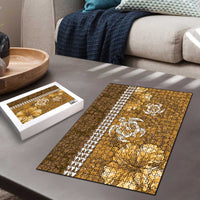 Gold Hibiscus Turle Puzzle Hawaiian Style Tribal Tapa Pattern - Polynesian Pride