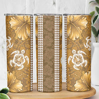Gold Hibiscus Turle Skinny Tumbler Hawaiian Style Tribal Tapa Pattern