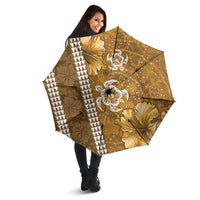 Gold Hibiscus Turle Umbrella Hawaiian Style Tribal Tapa Pattern LT9 - Polynesian Pride