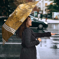 Gold Hibiscus Turle Umbrella Hawaiian Style Tribal Tapa Pattern LT9 - Polynesian Pride