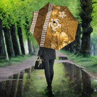 Gold Hibiscus Turle Umbrella Hawaiian Style Tribal Tapa Pattern LT9 - Polynesian Pride