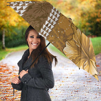 Gold Hibiscus Turle Umbrella Hawaiian Style Tribal Tapa Pattern LT9 - Polynesian Pride