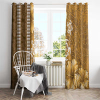 Gold Hibiscus Turle Window Curtain Hawaiian Style Tribal Tapa Pattern