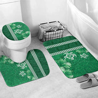 Green Hibiscus Turle Bathroom Set Hawaiian Style Tribal Tapa Pattern LT9 Mat Set Only (3 pcs) One Size Green - Polynesian Pride