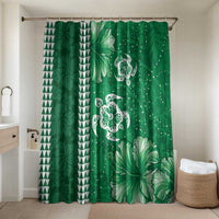 Green Hibiscus Turle Bathroom Set Hawaiian Style Tribal Tapa Pattern LT9 Shower Curtain Only Green - Polynesian Pride