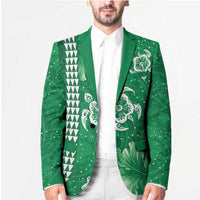 Green Hibiscus Turle Blazer Hawaiian Style Tribal Tapa Pattern - Polynesian Pride