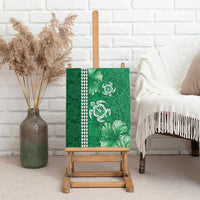 Green Hibiscus Turle Canvas Wall Art Hawaiian Style Tribal Tapa Pattern