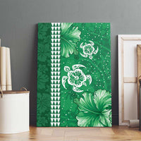Green Hibiscus Turle Canvas Wall Art Hawaiian Style Tribal Tapa Pattern