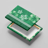 Green Hibiscus Turle Canvas Wall Art Hawaiian Style Tribal Tapa Pattern