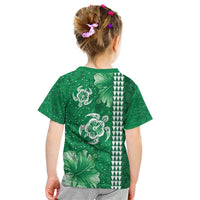 Green Hibiscus Turle Kid T Shirt Hawaiian Style Tribal Tapa Pattern LT9 - Polynesian Pride