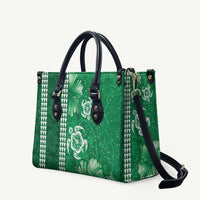 Green Hibiscus Turle Leather Bag Hawaiian Style Tribal Tapa Pattern LT9 Green - Polynesian Pride