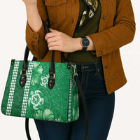 Green Hibiscus Turle Leather Bag Hawaiian Style Tribal Tapa Pattern LT9 - Polynesian Pride