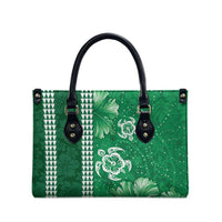 Green Hibiscus Turle Leather Bag Hawaiian Style Tribal Tapa Pattern LT9 - Polynesian Pride