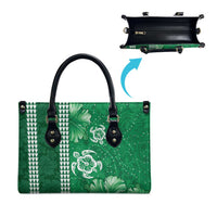 Green Hibiscus Turle Leather Bag Hawaiian Style Tribal Tapa Pattern LT9 - Polynesian Pride