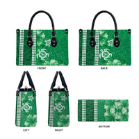 Green Hibiscus Turle Leather Bag Hawaiian Style Tribal Tapa Pattern LT9 - Polynesian Pride