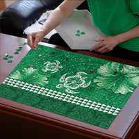 Green Hibiscus Turle Puzzle Hawaiian Style Tribal Tapa Pattern - Polynesian Pride
