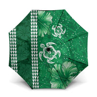 Green Hibiscus Turle Umbrella Hawaiian Style Tribal Tapa Pattern LT9 One Size Folded 11.42 inch Opened Diameter 37.4 inch Green - Polynesian Pride