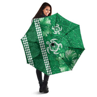 Green Hibiscus Turle Umbrella Hawaiian Style Tribal Tapa Pattern LT9 - Polynesian Pride