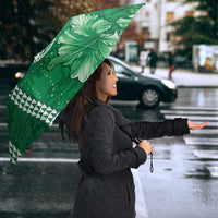 Green Hibiscus Turle Umbrella Hawaiian Style Tribal Tapa Pattern LT9 - Polynesian Pride