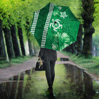 Green Hibiscus Turle Umbrella Hawaiian Style Tribal Tapa Pattern LT9 - Polynesian Pride