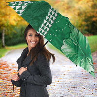 Green Hibiscus Turle Umbrella Hawaiian Style Tribal Tapa Pattern LT9 - Polynesian Pride