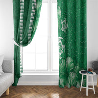 Green Hibiscus Turle Window Curtain Hawaiian Style Tribal Tapa Pattern