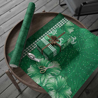 Green Hibiscus Turle Wrapping Paper Hawaiian Style Tribal Tapa Pattern - Polynesian Pride