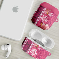 Pink Hibiscus Turle AirPods Case Hawaiian Style Tribal Tapa Pattern LT9 - Polynesian Pride