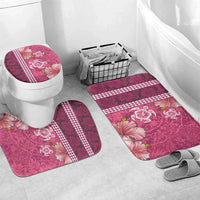 Pink Hibiscus Turle Bathroom Set Hawaiian Style Tribal Tapa Pattern LT9 Mat Set Only (3 pcs) One Size Pink - Polynesian Pride