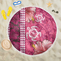 Pink Hibiscus Turle Beach Blanket Hawaiian Style Tribal Tapa Pattern