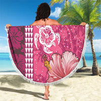 Pink Hibiscus Turle Beach Blanket Hawaiian Style Tribal Tapa Pattern