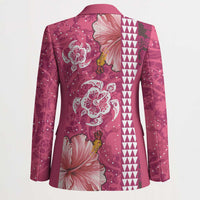 Pink Hibiscus Turle Blazer Hawaiian Style Tribal Tapa Pattern - Polynesian Pride