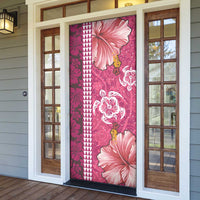 Pink Hibiscus Turle Door Cover Hawaiian Style Tribal Tapa Pattern LT9 - Polynesian Pride