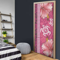 Pink Hibiscus Turle Door Cover Hawaiian Style Tribal Tapa Pattern LT9 - Polynesian Pride
