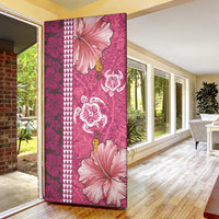 Pink Hibiscus Turle Door Cover Hawaiian Style Tribal Tapa Pattern LT9 - Polynesian Pride