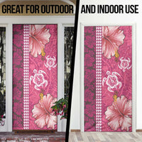 Pink Hibiscus Turle Door Cover Hawaiian Style Tribal Tapa Pattern LT9 - Polynesian Pride