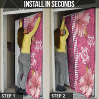 Pink Hibiscus Turle Door Cover Hawaiian Style Tribal Tapa Pattern LT9 - Polynesian Pride