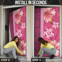 Pink Hibiscus Turle Door Cover Hawaiian Style Tribal Tapa Pattern LT9 - Polynesian Pride