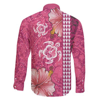 Pink Hibiscus Turle Family Matching Mermaid Dress and Hawaiian Shirt Hawaiian Style Tribal Tapa Pattern