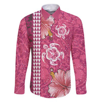 Pink Hibiscus Turle Family Matching Puletasi and Hawaiian Shirt Hawaiian Style Tribal Tapa Pattern
