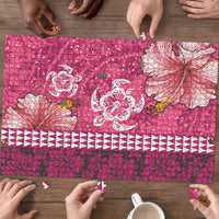 Pink Hibiscus Turle Puzzle Hawaiian Style Tribal Tapa Pattern - Polynesian Pride