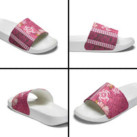 Pink Hibiscus Turle Slide Sandals Hawaiian Style Tribal Tapa Pattern - Polynesian Pride
