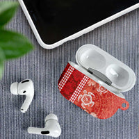 Red Hibiscus Turle AirPods Case Hawaiian Style Tribal Tapa Pattern LT9 - Polynesian Pride