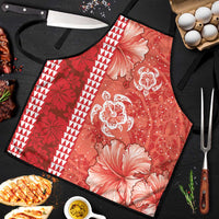 Red Hibiscus Turle Apron Hawaiian Style Tribal Tapa Pattern LT9 Red - Polynesian Pride